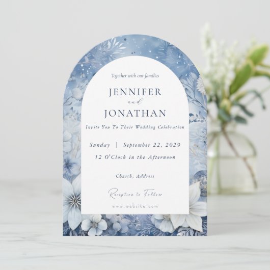 Winter Holiday Christmas Wedding Invitation Kaart (Staand voorkant)