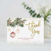 Winter Holiday Deck the Halls Vrijgezellenfeest Bedankkaart (Staand voorkant)