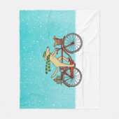 Winter Holiday Dog en Squirrel Bike Ride Funny Fleece Deken (Voorkant)