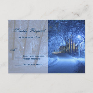 Winter Holiday Evening Snow Wedding RSVP-kaarten RSVP Kaartje