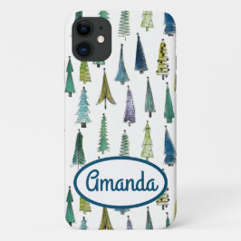 Winter Holiday Evergreen Trees Case-Mate iPhone Case