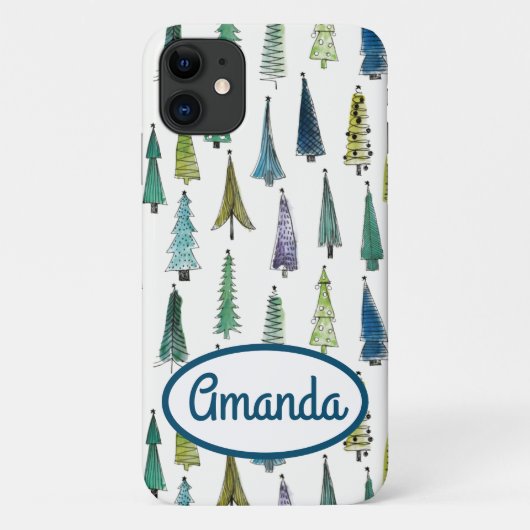 Winter Holiday Evergreen Trees Case-Mate iPhone Case (Achterkant)