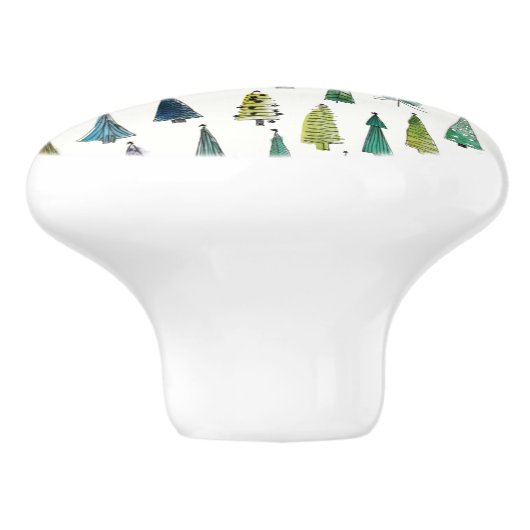 Winter Holiday Evergreen Trees Keramische Knop (Zijkant)