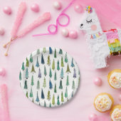 Winter Holiday Evergreen Trees Papieren Bordje (Feest)