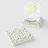 Winter Holiday Evergreen Trees Stenen Onderzetter (Zijkant)