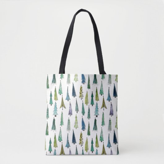 Winter Holiday Evergreen Trees Tote Bag (Voorkant)