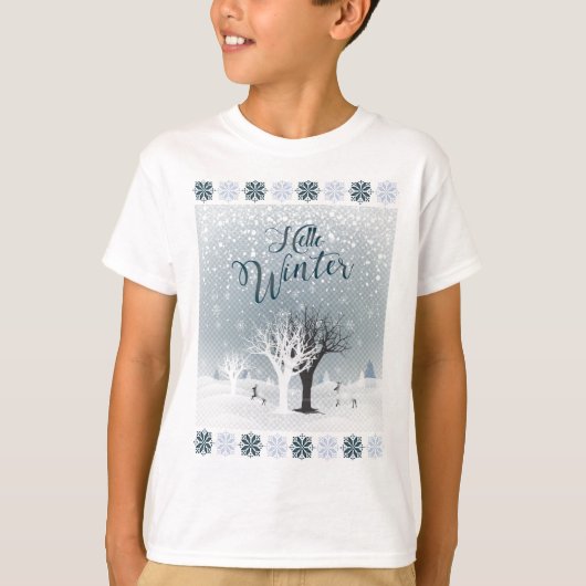 Winter Holiday Fairy Tale Fantasy Snowy Forest T-shirt (Voorkant)