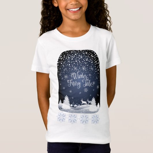 Winter Holiday Fairy Tale Fantasy Snowy Forest T-shirt (Voorkant)