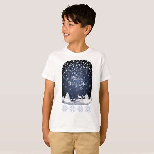 Winter Holiday Fairy Tale Fantasy Snowy Forest T-shirt (Voorkant volledig)
