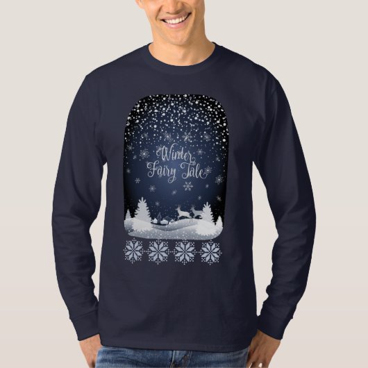 Winter Holiday Fairy Tale Fantasy Snowy Forest T-shirt (Voorkant)