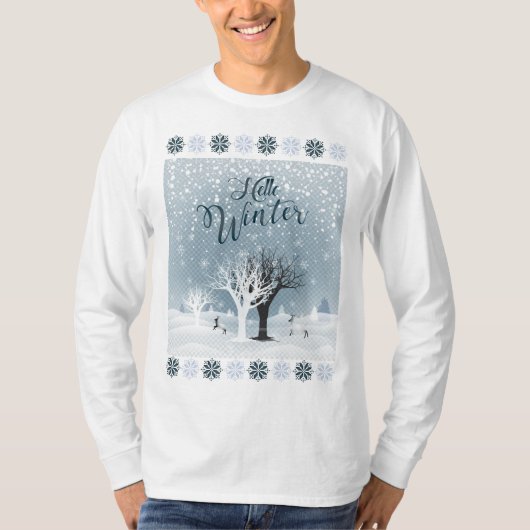 Winter Holiday Fairy Tale Fantasy Snowy Forest T-shirt (Voorkant)