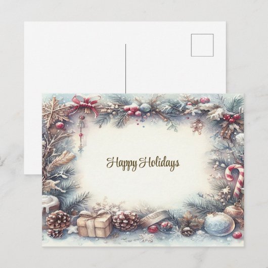 Winter Holiday Frame Postcard Briefkaart (Voorkant / Achterkant)