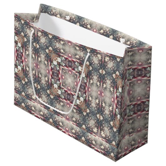 Winter Holiday Gift Bag Groot Cadeauzakje (Voorkant Gekanteld)