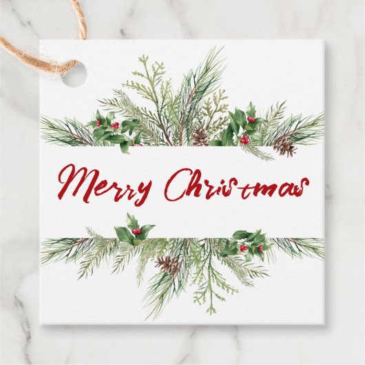 Winter Holiday Gift Merry kerst groen decor Bedankjes Labels (Voorkant)