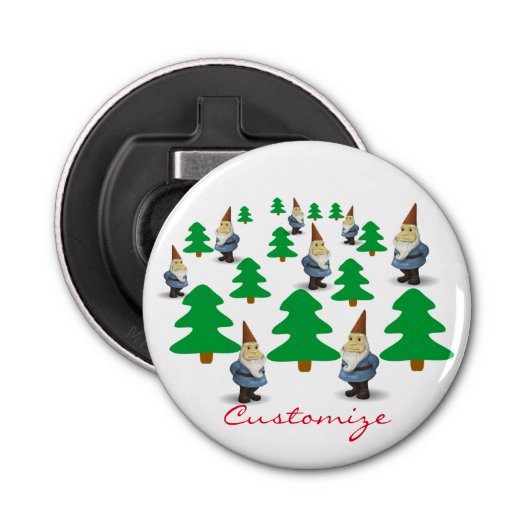 Winter Holiday Gnomes kerstbomen Thunder_ Button Flesopener (Voorkant)