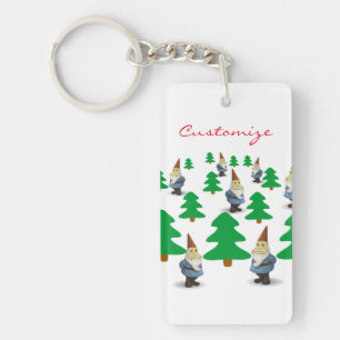 Winter Holiday Gnomes kerstbomen Thunder_Cove Sleutelhanger