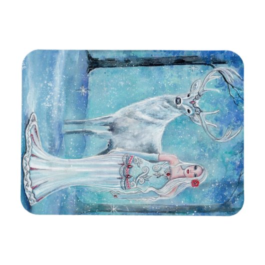 Winter Holiday godin met hert-poster van Renee Magneet (Horizontaal)