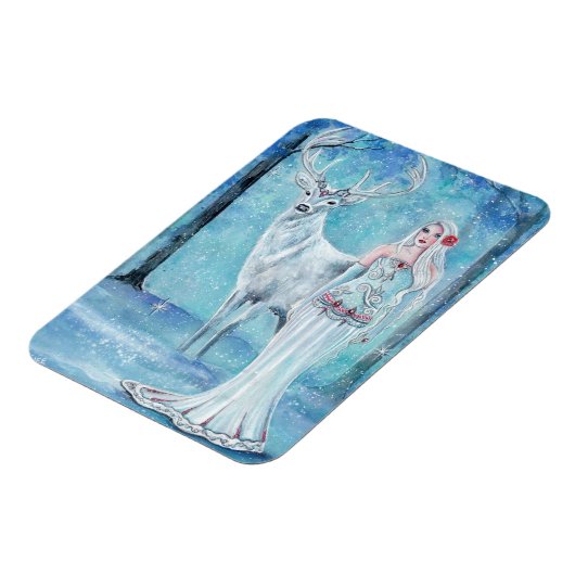 Winter Holiday godin met hert-poster van Renee Magneet (Linkerzijde)