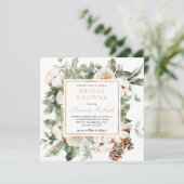 Winter Holiday Greenery Pine Gold Vrijgezellenfees Kaart (Staand voorkant)