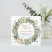 Winter Holiday Greenery Pine Roos Vrijgezellenfees Kaart (Staand voorkant)