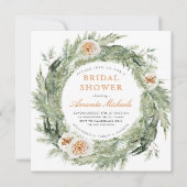 Winter Holiday Greenery Pine Roos Vrijgezellenfees Kaart (Voorkant)