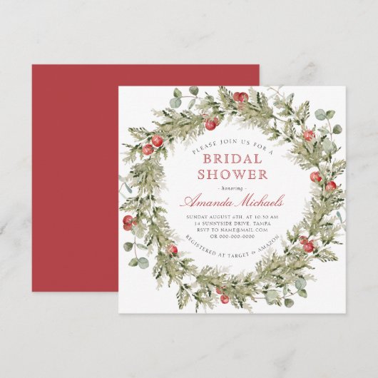 Winter Holiday Greenery Pine Vrijgezellenfeest Kaart (Voorkant / Achterkant)