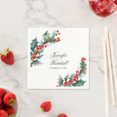 Winter Holiday Greenery Waterverf Wedding Servetten (Insitu)