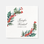 Winter Holiday Greenery Waterverf Wedding Servetten (Voorkant)