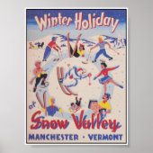 Winter Holiday in Snow Valley Vermont  Ski Poster (Voorkant)