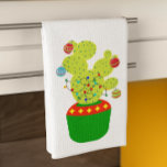 Winter Holiday Kerstmis Cactus Desert Southwest Theedoek<br><div class="desc">Dit ontwerp werd gecreeerd door digitale kunst. Het kan worden gepersonaliseerd door de aanpassingsknoop te klikken en de kleur te veranderen, een naam, initialen of uw favoriete woorden toe te voegen. Neem contact met me op colorflowcreations@gmail.com als je dit ontwerp op een ander product wilt gebruiken. Koop mijn oorspronkelijke abstracte...</div>