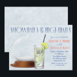 Winter Holiday Kerstmis cocktails Kaart<br><div class="desc">Sneeuwballen en Hoesballen Winter Vakkerkerkerkerst Cocktails Sneeuwvlokken Wereldbol Uitnodiging</div>