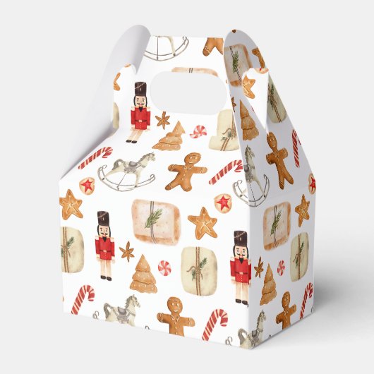 Winter Holiday Kerstmis Nutcracker Cookie Pattern Bedankdoosjes (Achterkant)