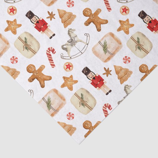 Winter Holiday Kerstmis Nutcracker Cookie Pattern Tissuepapier (Detail)