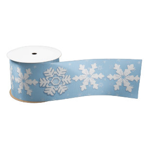 Winter Holiday Kerstmis White Snowflake Patroon Satijnen Lint
