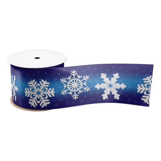 Winter Holiday Kerstmis White Snowflake Patroon Satijnen Lint (Spoel)