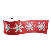 Winter Holiday Kerstmis White Snowflake Patroon Satijnen Lint (Spoel)