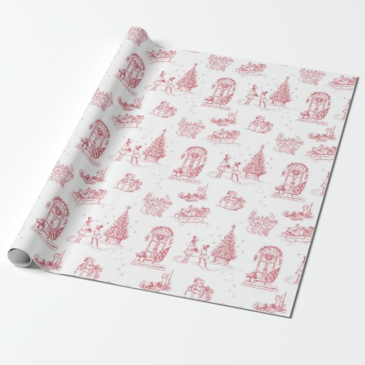 Winter Holiday Kerstmis - White Toile Gift Cadeaupapier (Uitgerold)
