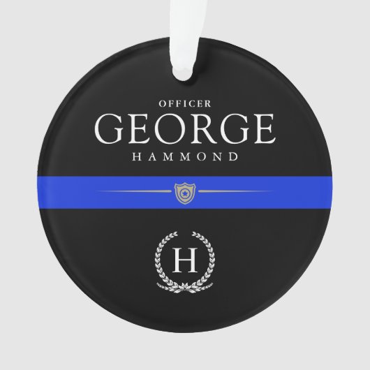 Winter Holiday | Monogram politie Gepersonaliseerd Ornament (voorkant)