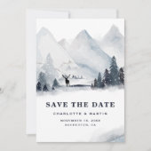 Winter Holiday Mountain Buck bruiloft Save The Date (Voorkant)