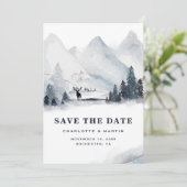 Winter Holiday Mountain Buck bruiloft Save The Date (Staand voorkant)