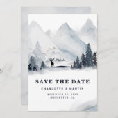 Winter Holiday Mountain Buck bruiloft Save The Date (Voorkant / Achterkant)