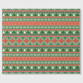 Winter Holiday Nordic Red & Green Wrapping Paper Cadeaupapier (Vlak)