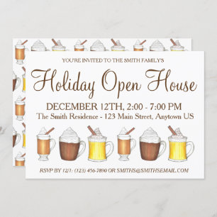 Winter Holiday Open House Hot Cocoa Rum Egg Nog Kaart
