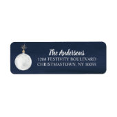 Winter Holiday Ornament Navy Blue Etiket (Voorkant)