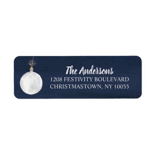 Winter Holiday Ornament Navy Blue Etiket (Voorkant)