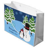 Winter Holiday Penguin en Snowman Kerstmis Groot Cadeauzakje (Achterkant Gekanteld)
