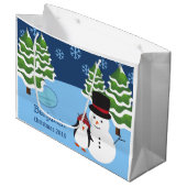 Winter Holiday Penguin en Snowman Kerstmis Groot Cadeauzakje (Voorkant Gekanteld)