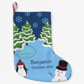 Winter Holiday Penguin en Snowman Kerstmis Kleine Kerstsok (Voorkant)