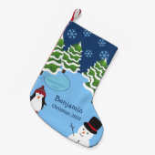 Winter Holiday Penguin en Snowman Kerstmis Kleine Kerstsok (Voorkant (Hangend))