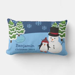 Winter Holiday Penguin en Snowman Kerstmis Kussen